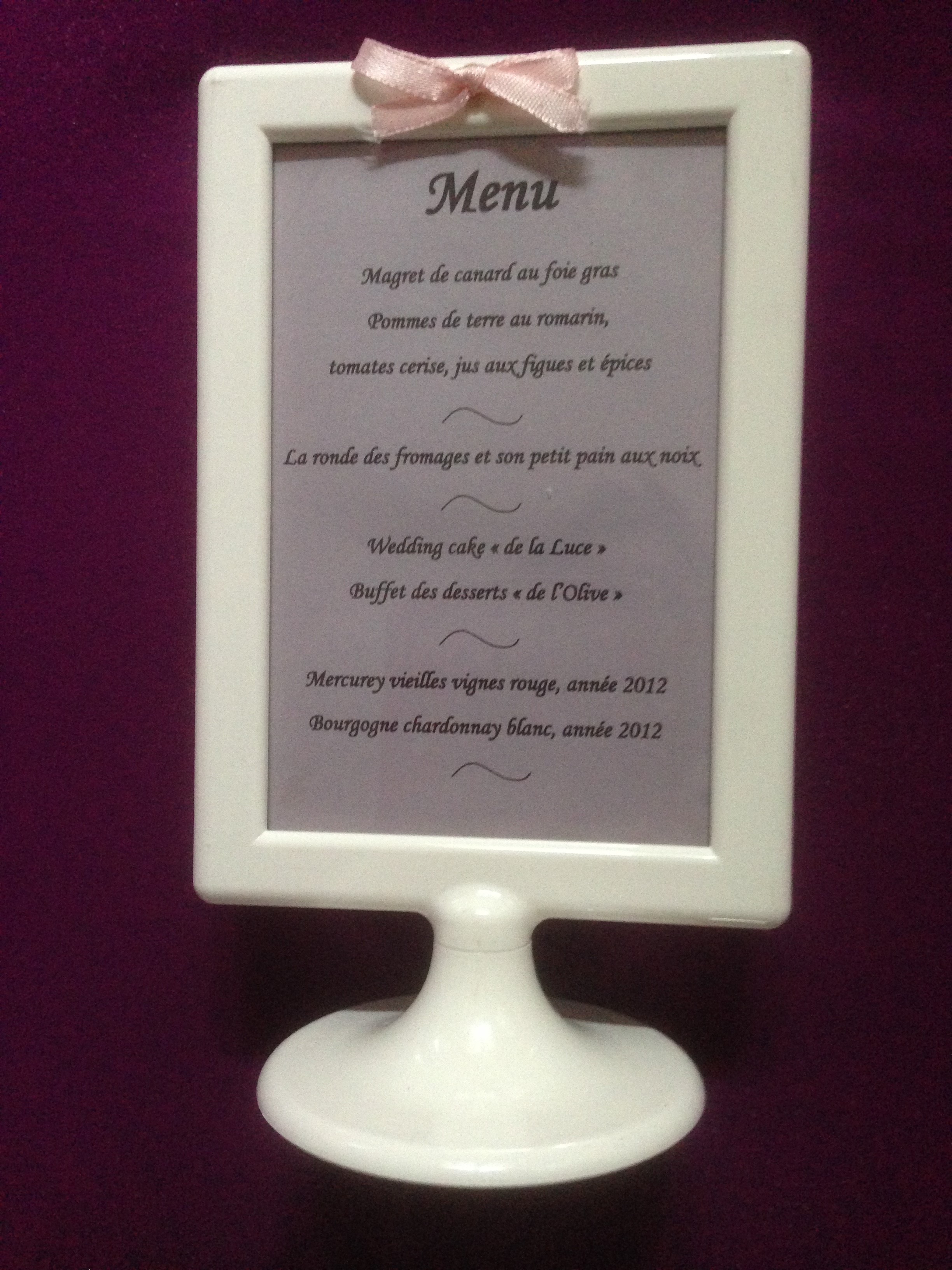 Porte menu - Marque table