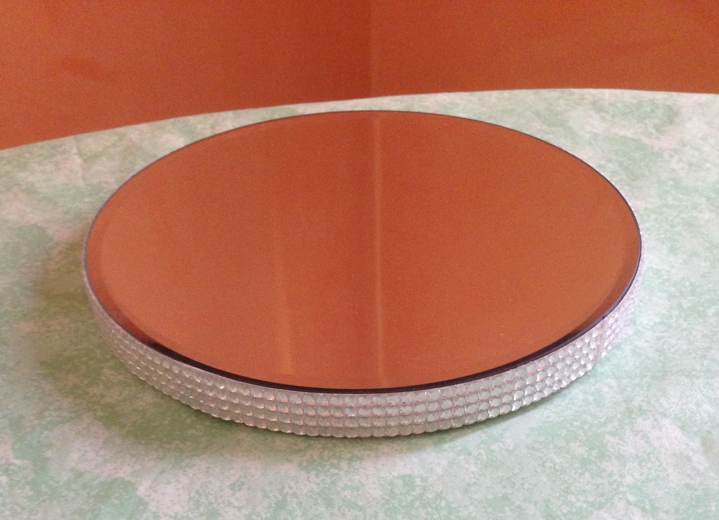 Centre de table miroir et strass diamètre 21 cm environ